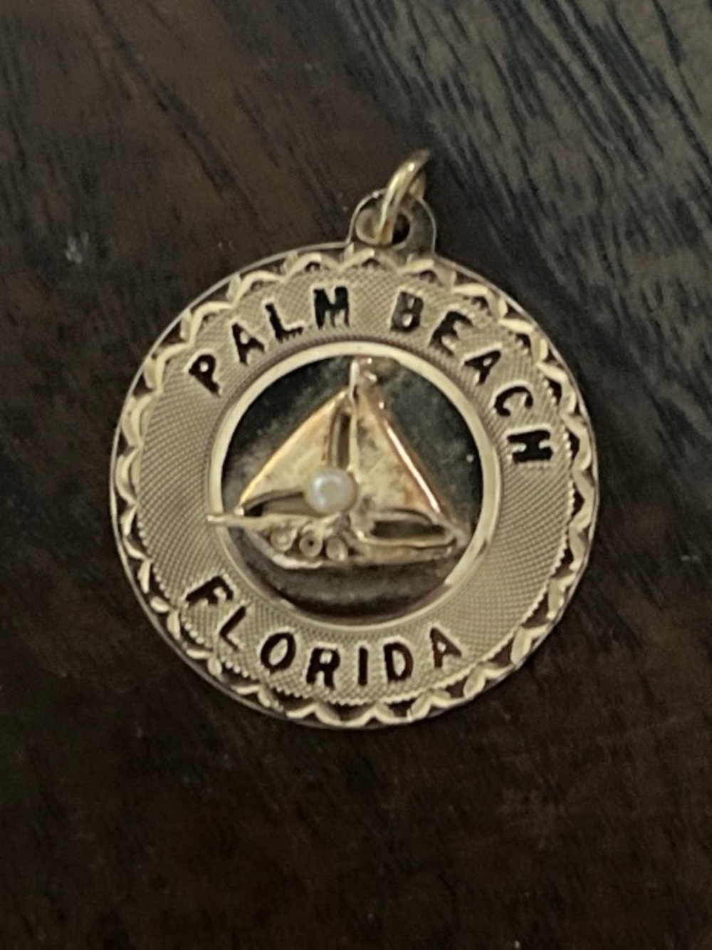 Vintage SAS Sterling Silver Palm Beach Florida Souvenir Charm Pendant Sailboat